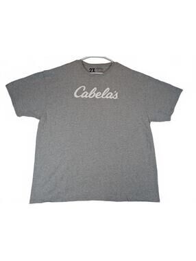 Cabelas Classic Script Logo Gray Crewneck T-Shirt Mens 2XL